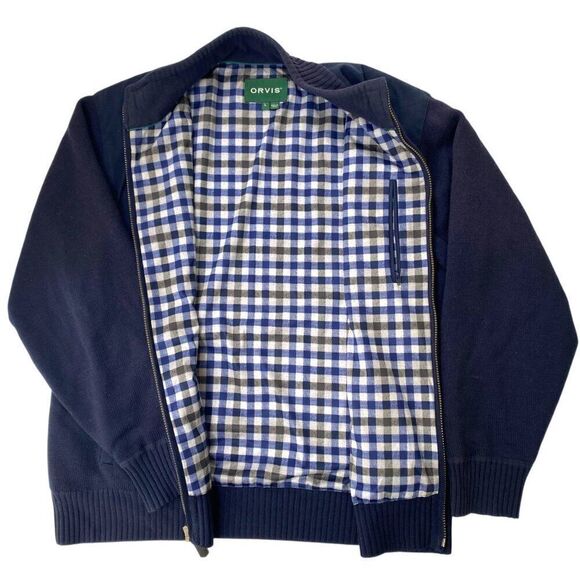 Orvis Men's Wool Ultimate Foul Weather Sweater Wool Blend Navy Blue Size L - Picture 2 of 9